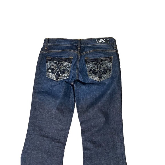 We The People Midnight Wash Low Rise Bling Back Detail Bootcut Jeans Size 29 - Picture 4 of 6
